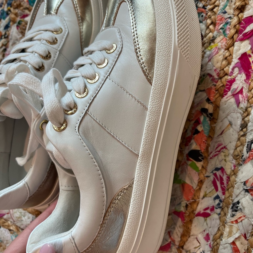 J Slides White and Gold Sneakers - Picture 7 of 11